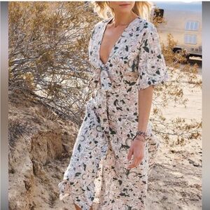 Happy Nature x Kate Hudson floral snake print boho button down midi dress